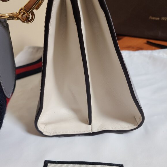 GUCCI Nymphaea Bamboo Top Handle Bag – Grey Leather – Authentic & Gorgeous - Picture 7 of 14